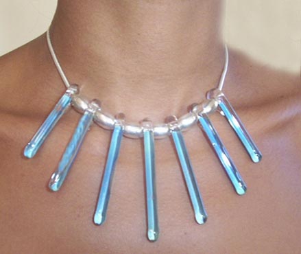 Icicle Necklace with Silver Beads