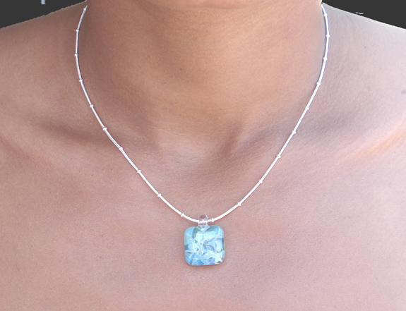 Miniature Square on Silver Beaded Chain
